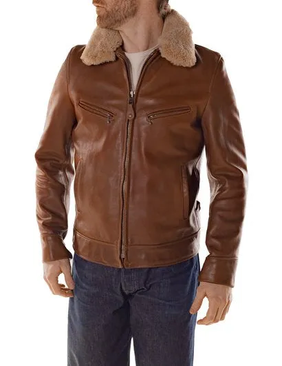 596 Antique Cowhide Rancher Jacket with Sheepskin Collar