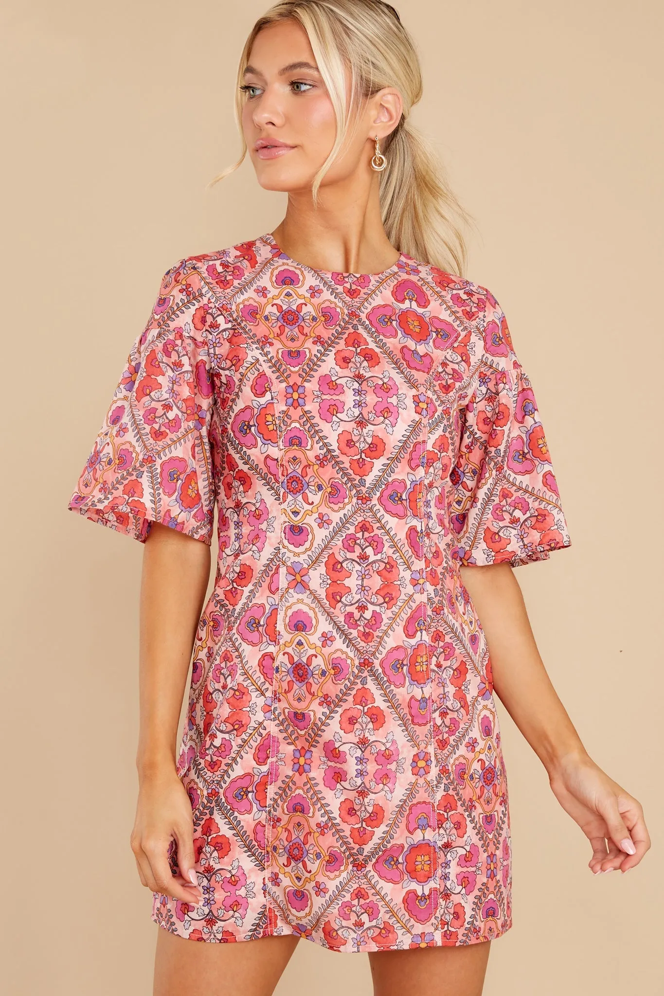 Absolute Stunner Pink Multi Print Cotton Dress