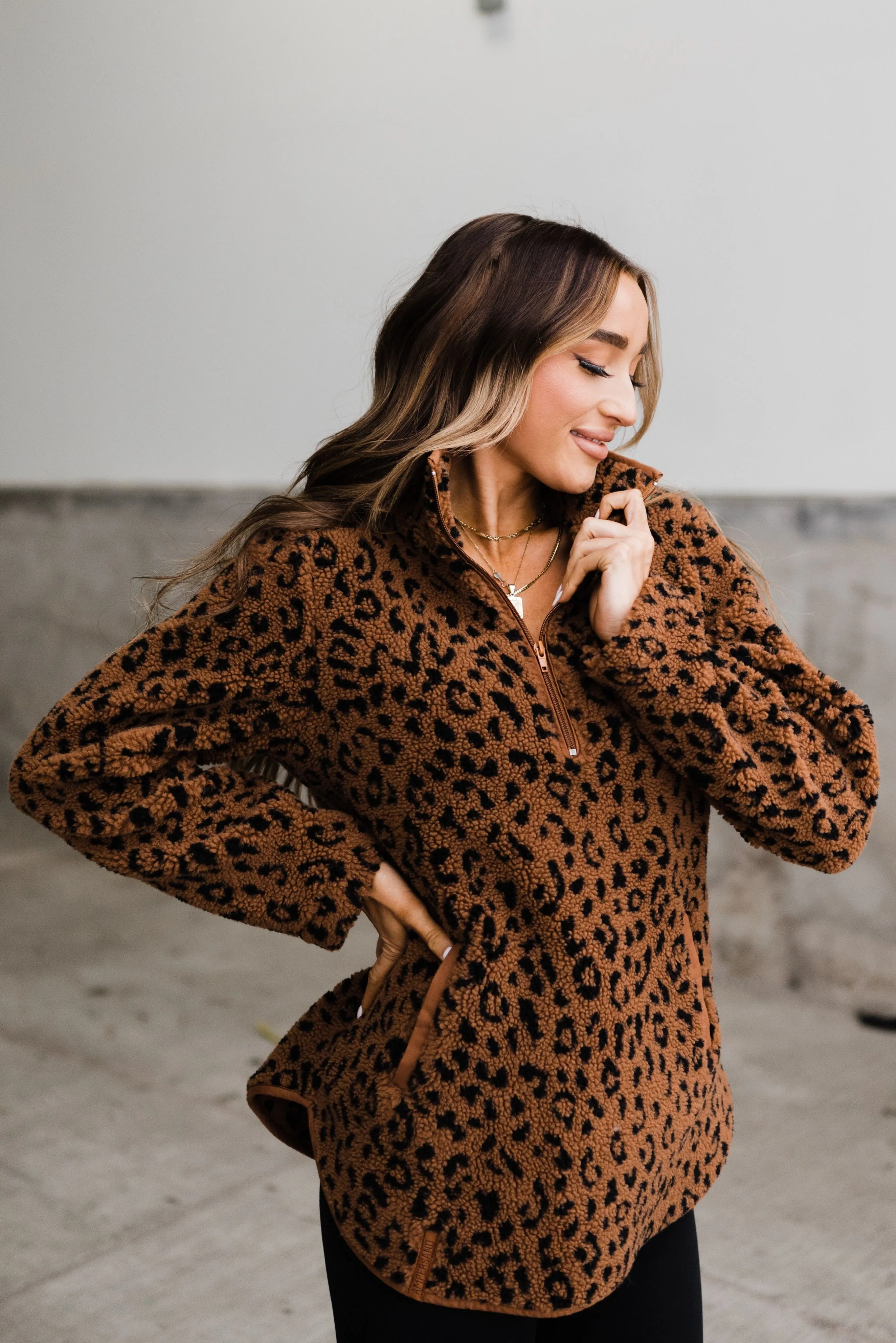 Ampersand Avenue - Sherpa Pullover - Rust Animal Print