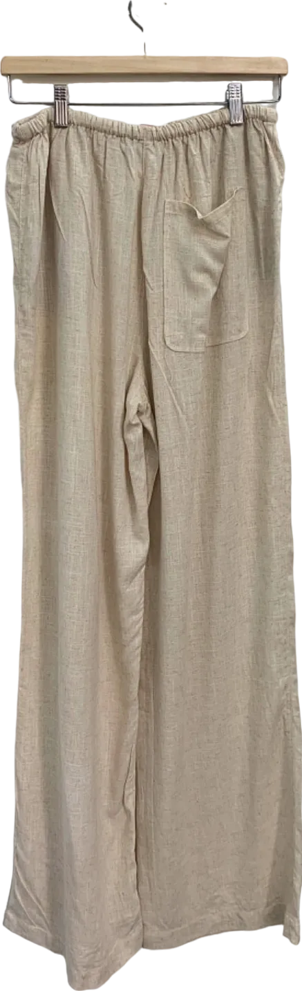 ASOS Beige Wide Leg Linen Blend Trousers UK 8 Tall