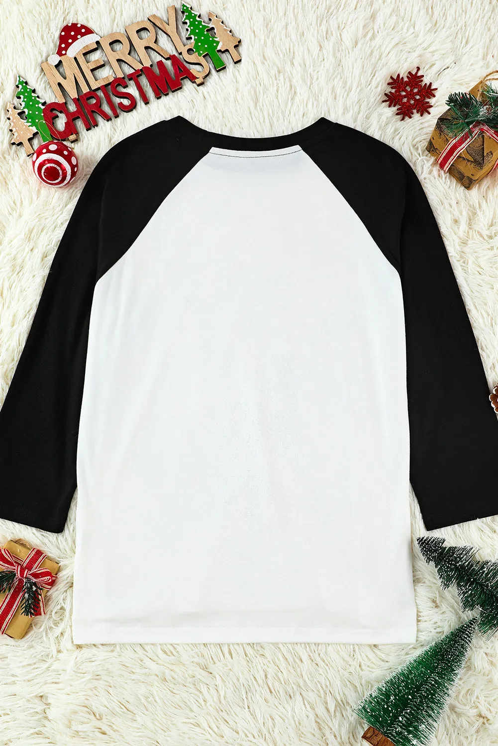 Black Christmas Raglan Sleeve Graphic Top