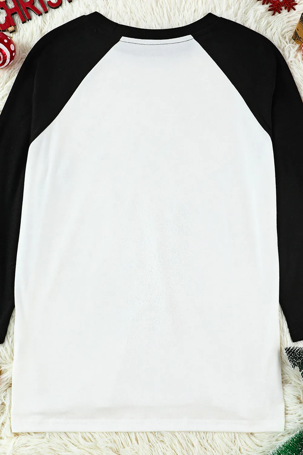 Black Christmas Raglan Sleeve Graphic Top