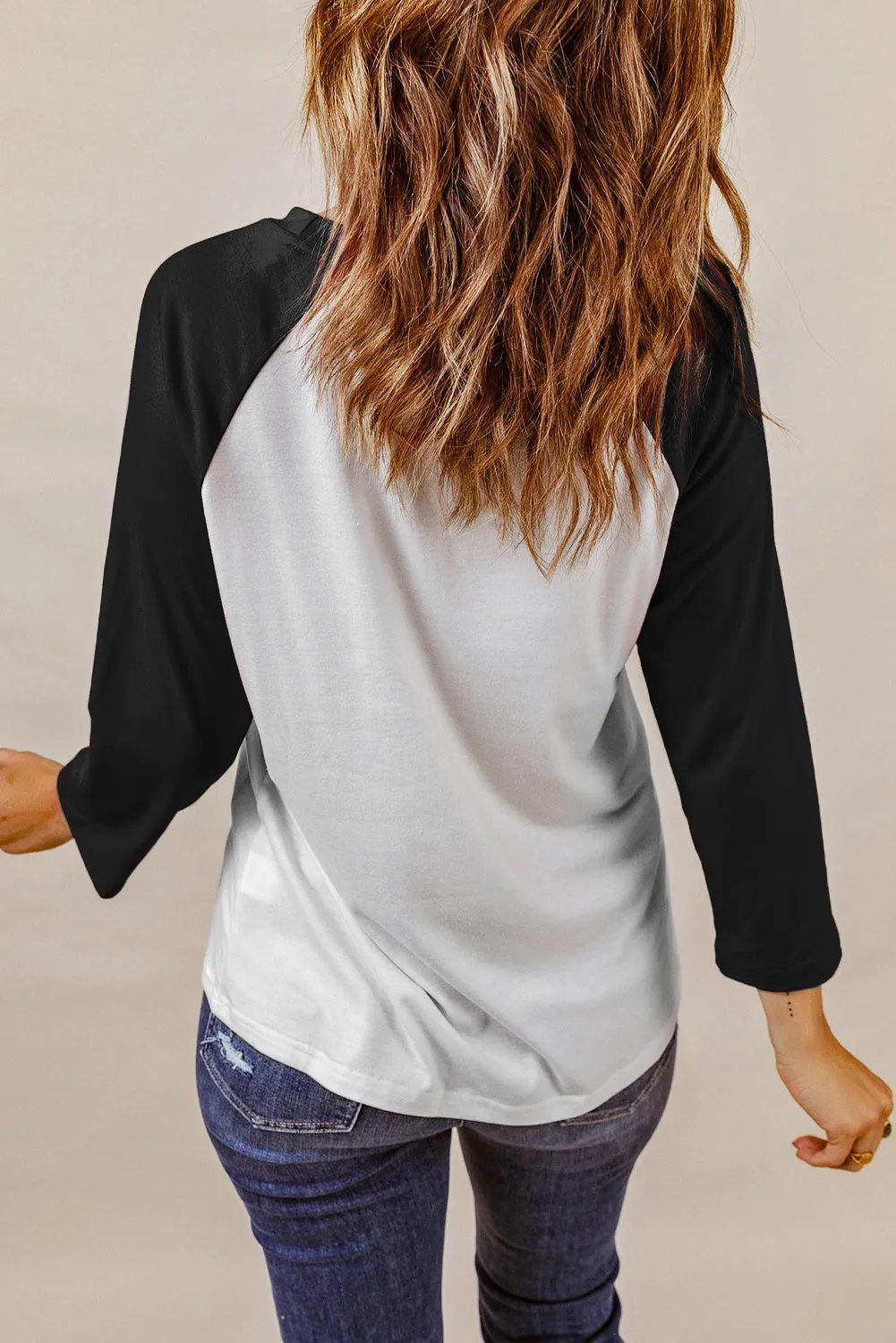 Black Christmas Raglan Sleeve Graphic Top