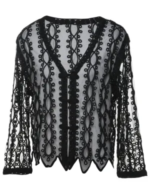 Black Classic Lace Sheer Jacket - L