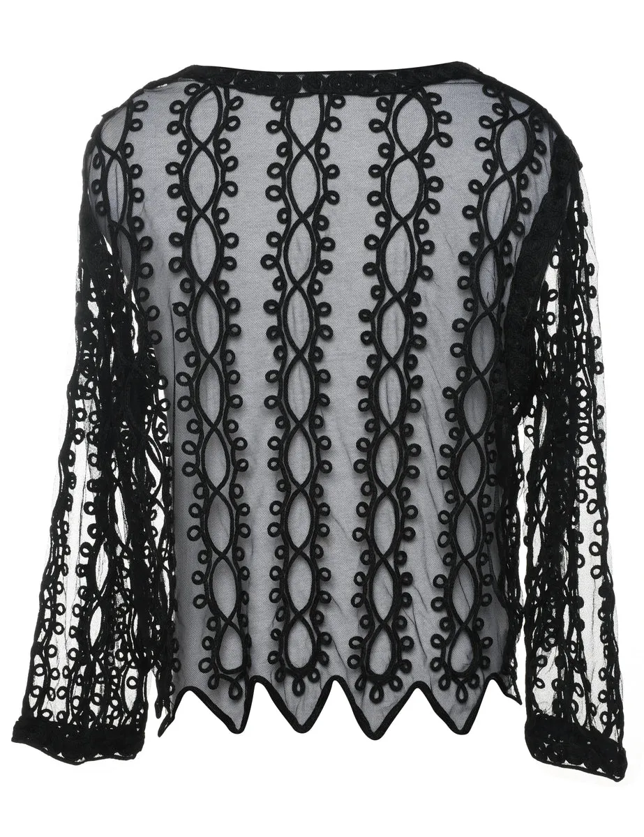 Black Classic Lace Sheer Jacket - L