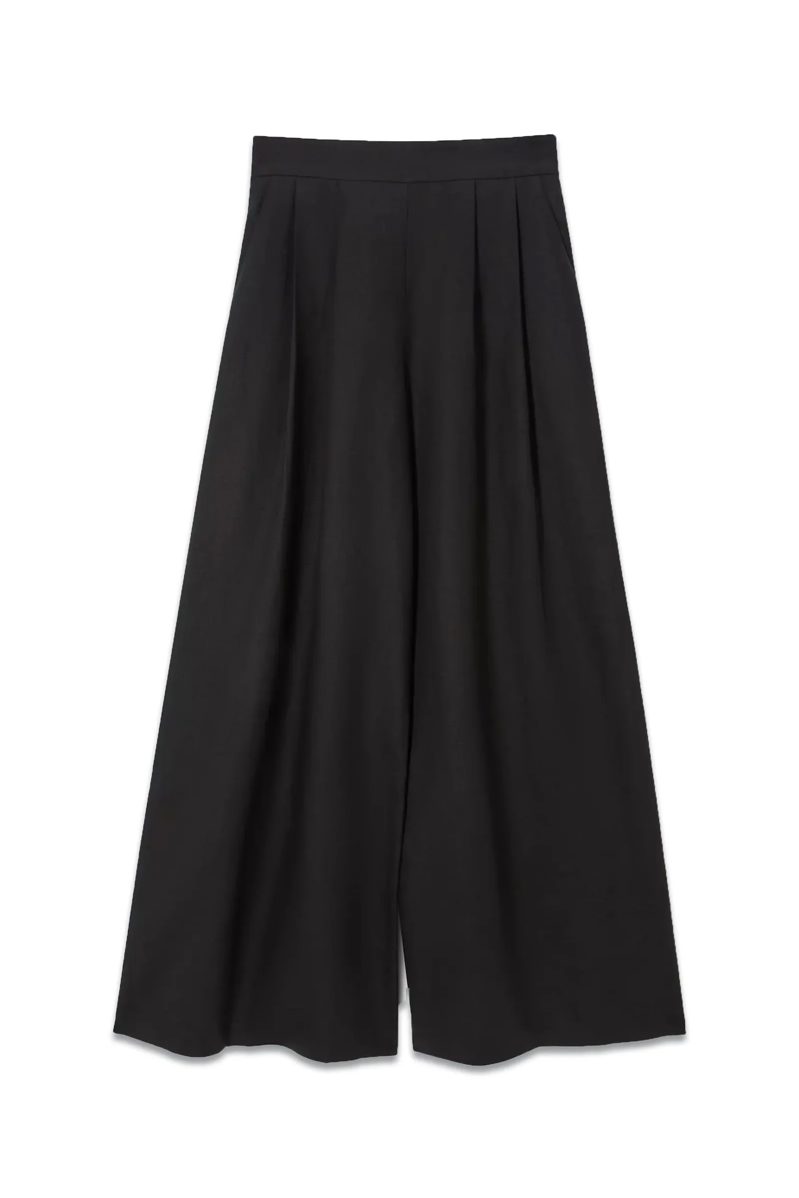 Black Linen Palazzo Trousers