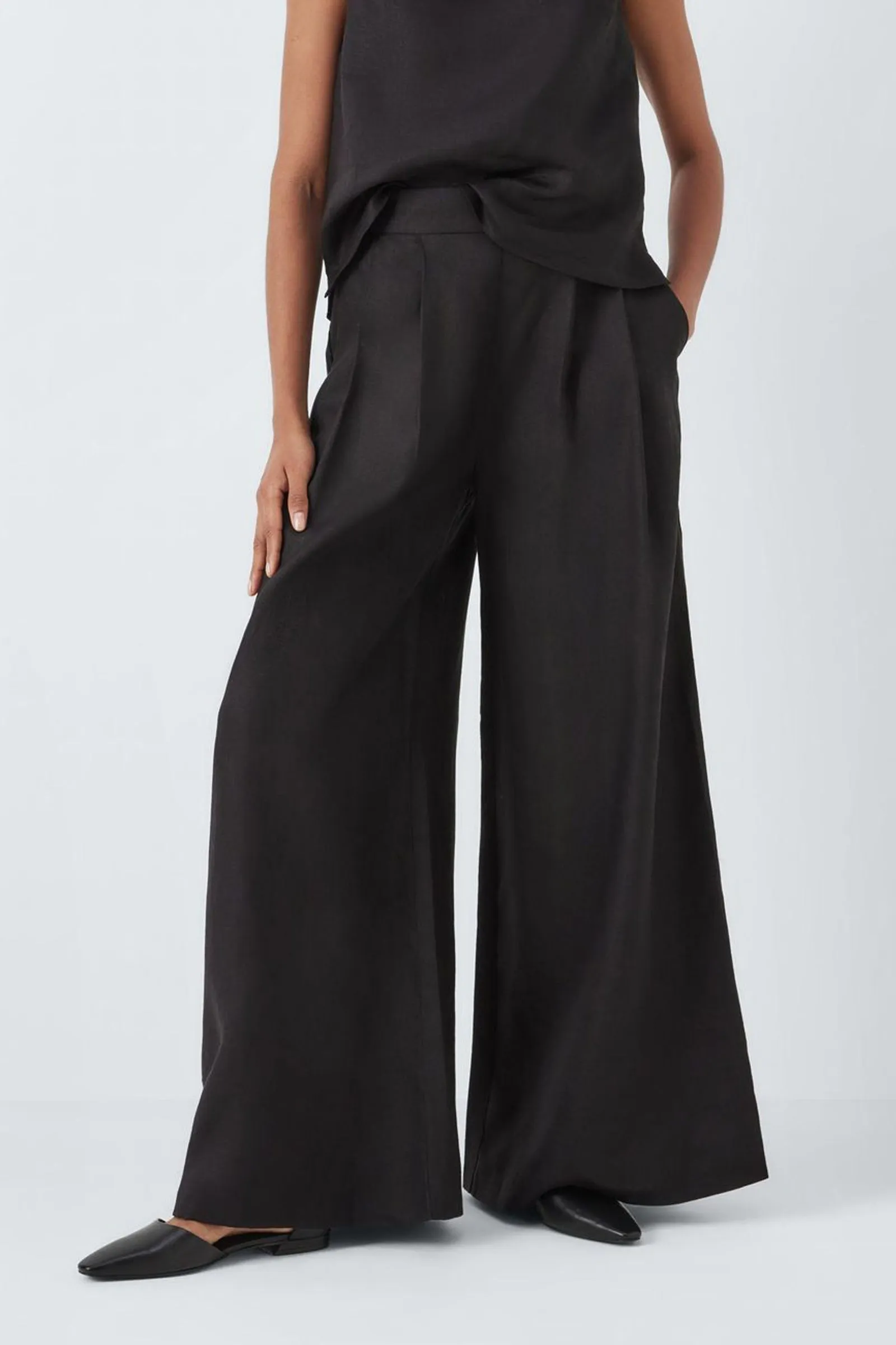 Black Linen Palazzo Trousers