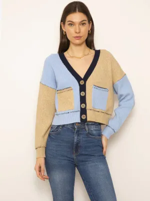 Casey Colorblock Cardigan - Blue Multi