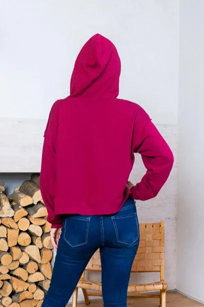 Classic Long Sleeve Hoodie in Burgundy (URBAN DAIZY-SH)