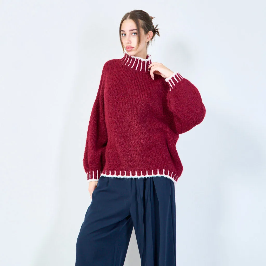 Cozy oversized sweater with ribbed accents wholesale