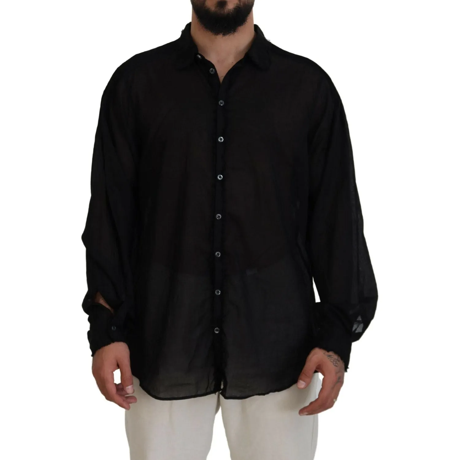 Dsquared² Black Cotton Collared Long Sleeves Formal Shirt