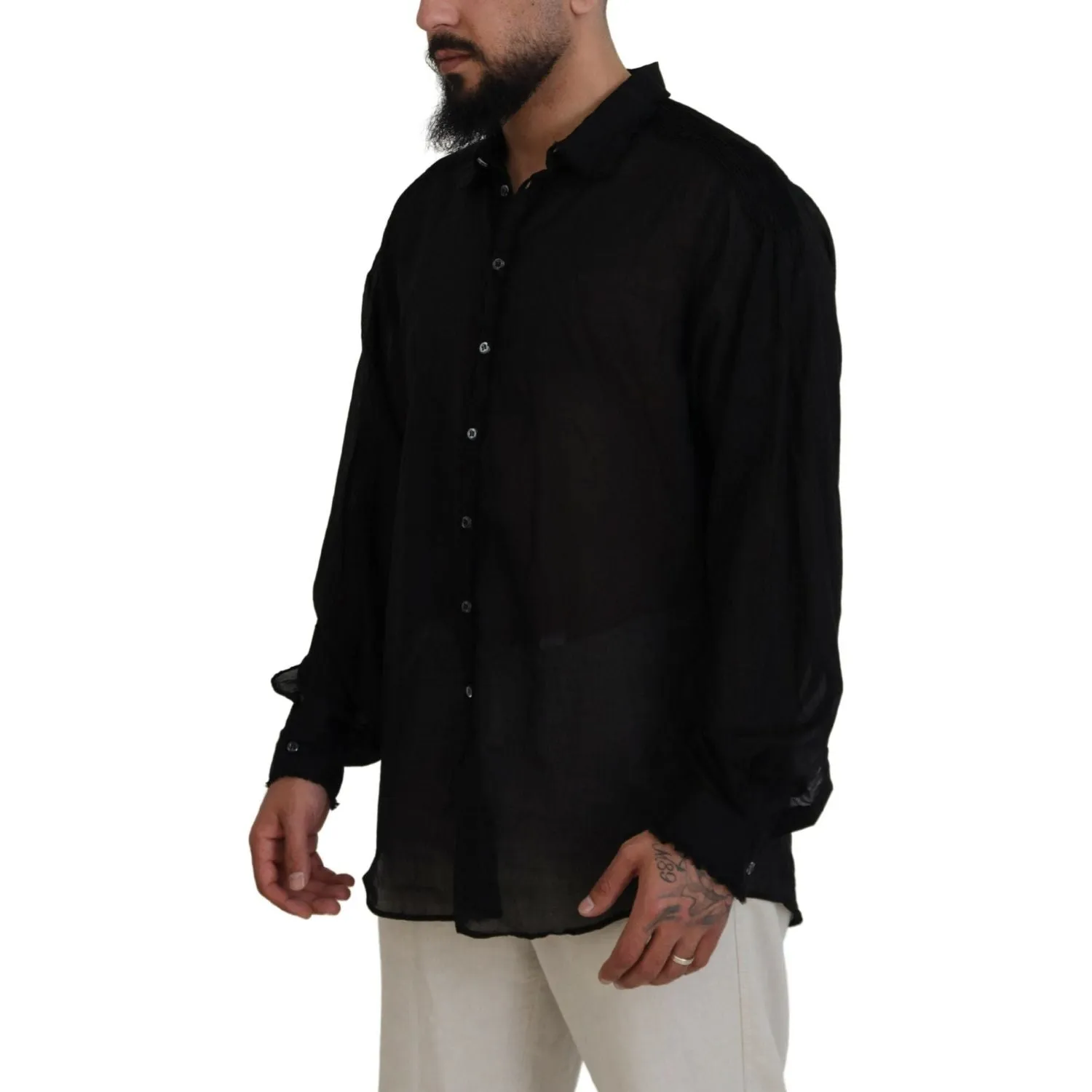 Dsquared² Black Cotton Collared Long Sleeves Formal Shirt