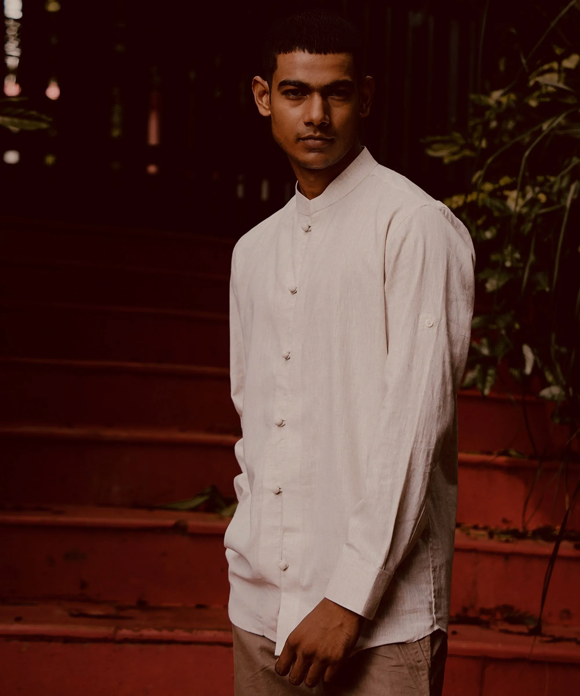 Ecru Cotton Linen Shirt