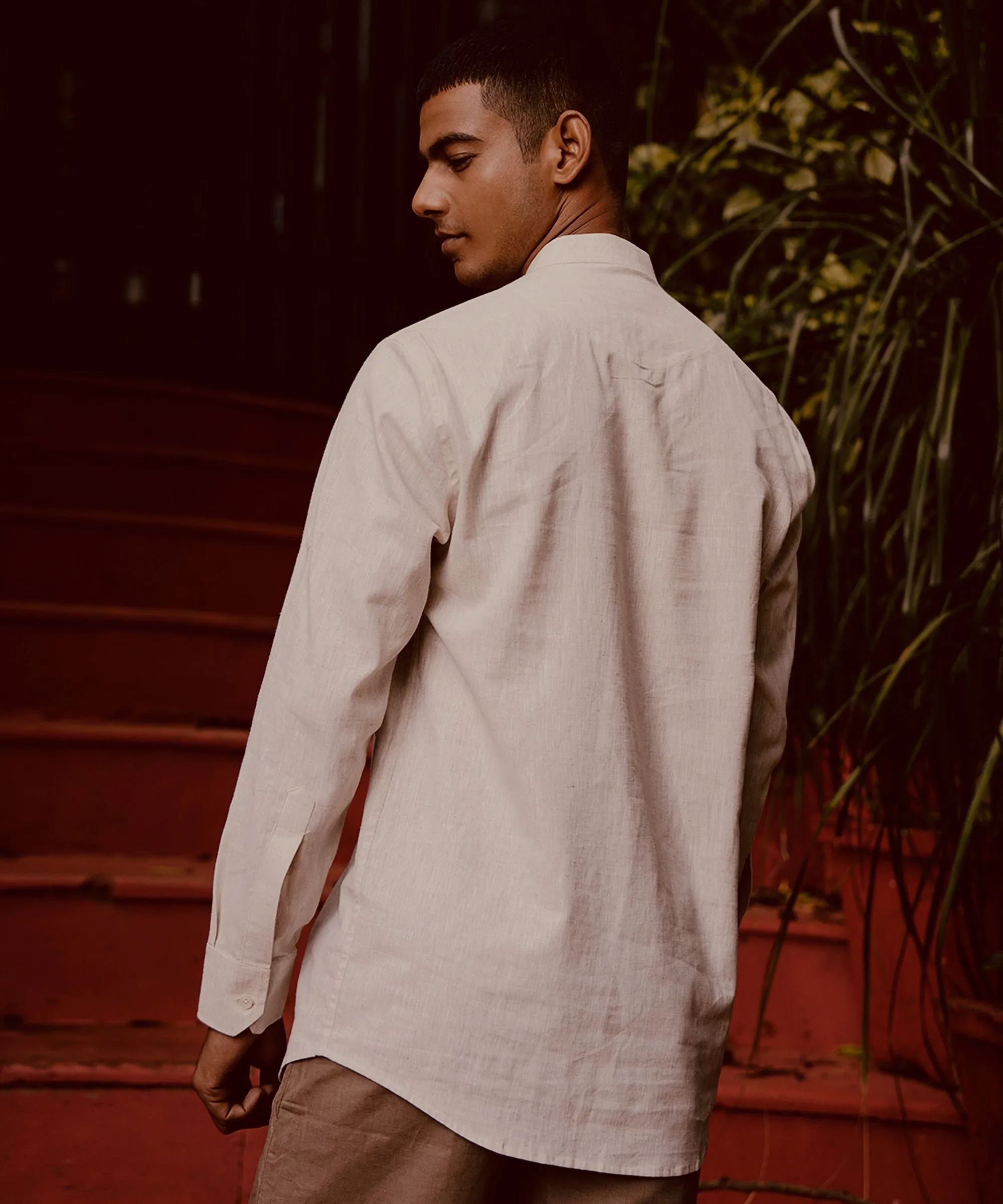 Ecru Cotton Linen Shirt