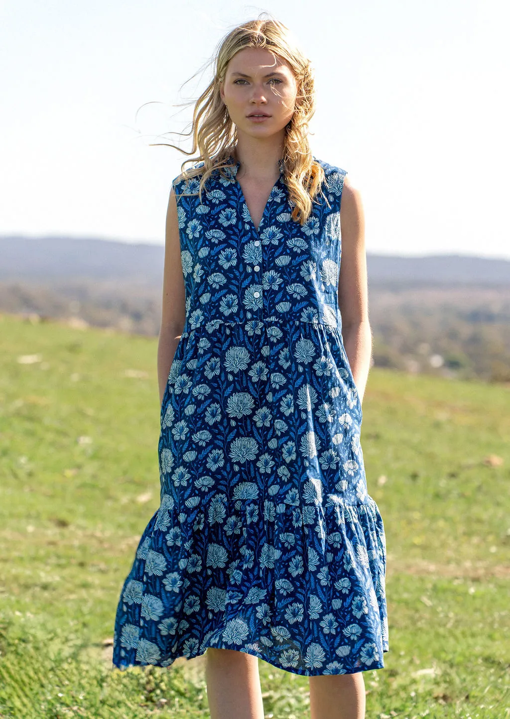 Ember Midi Dress Blue Meadow