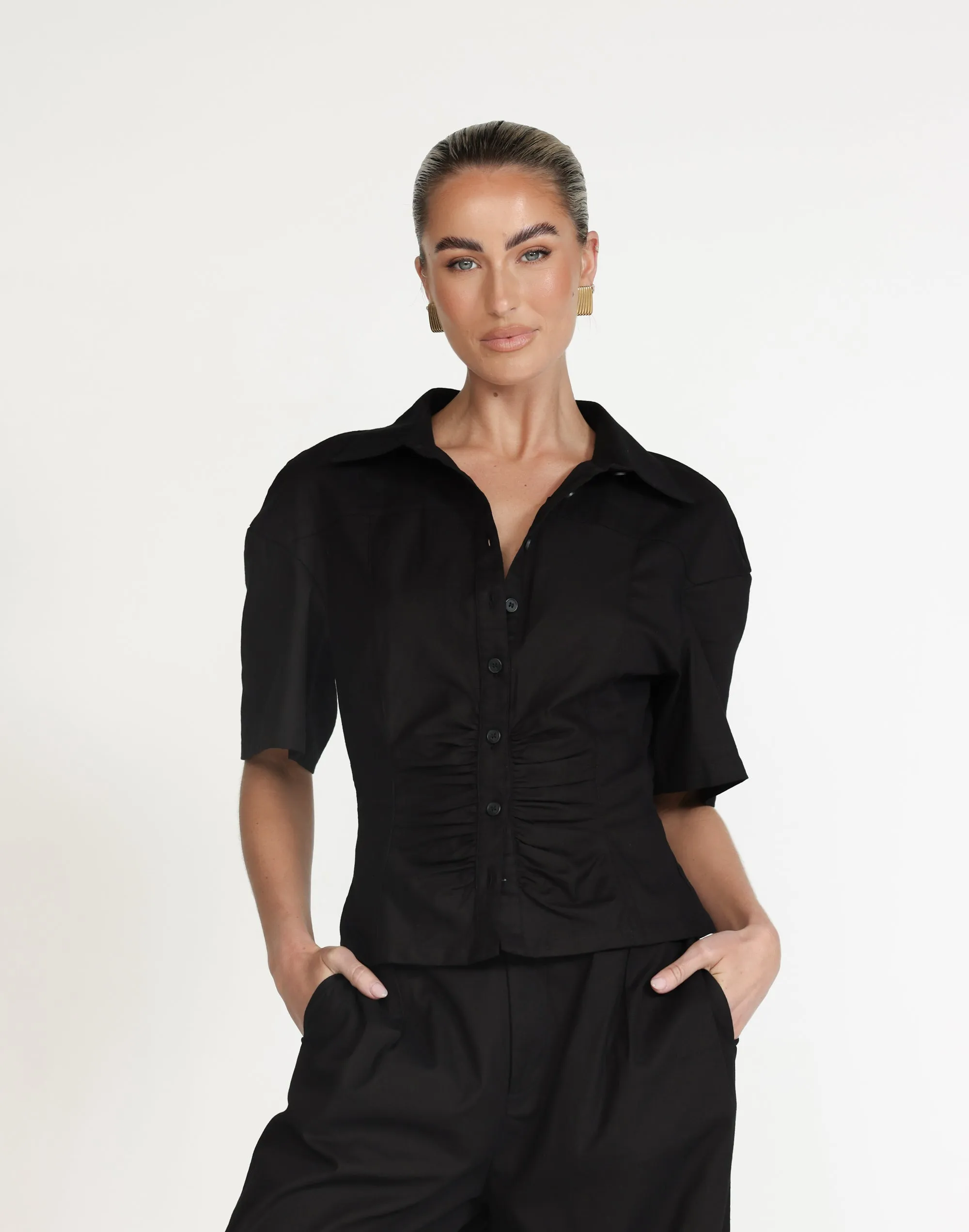 Etta Linen Top (Black)