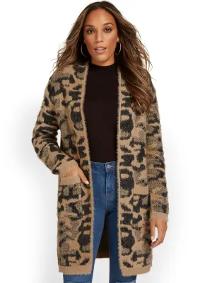 Fate Inc Leopard-Print Fuzzy-Knit Cardigan - Brands We Love