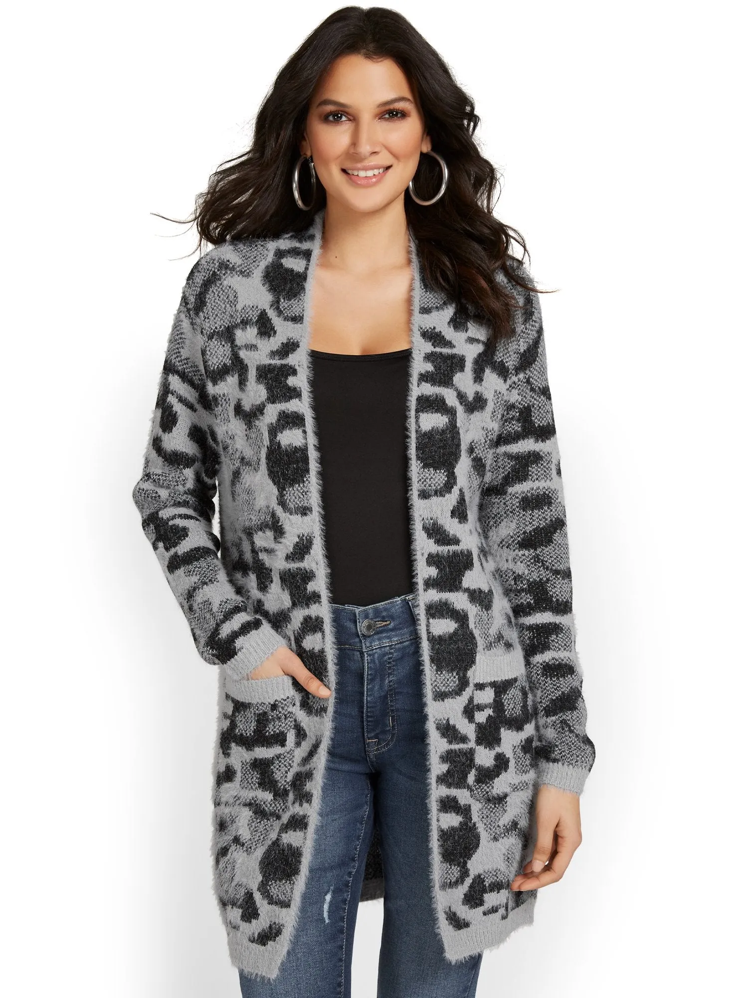 Fate Inc Leopard-Print Fuzzy-Knit Cardigan - Brands We Love