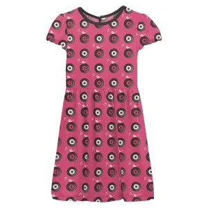 Flamingo Record Birds Print Flutter Sleeve Twirl Dress - Select Size