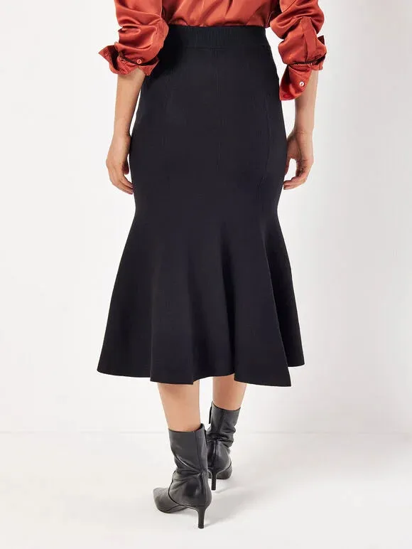 Flute Hem Knitted Midi Skirt