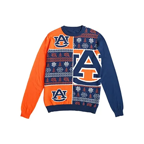 FOCO Auburn Tigers NCAA Mens Busy Block Snowfall Sweater - L