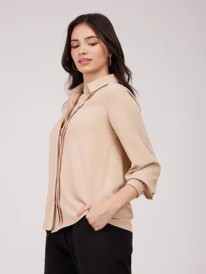 Front Pleat Shirt - Beige