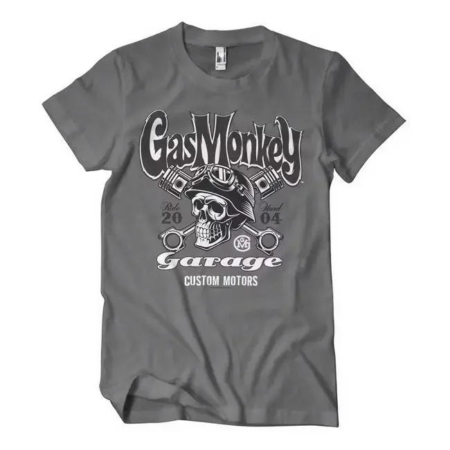 Gas Monkey Garage Custom Motors Skull T-Shirt Dark Grey