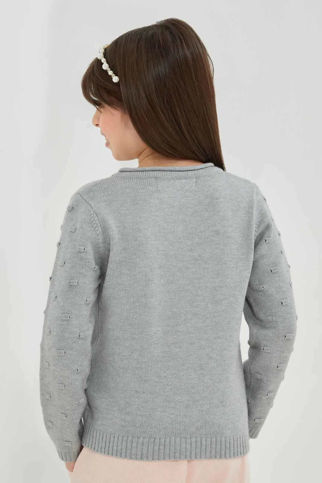 Girls Grey Cardigan With Pocket