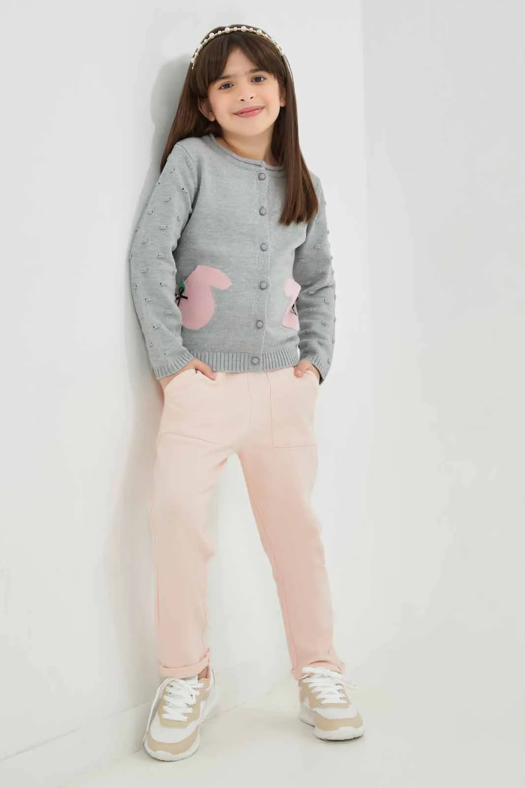 Girls Grey Cardigan With Pocket