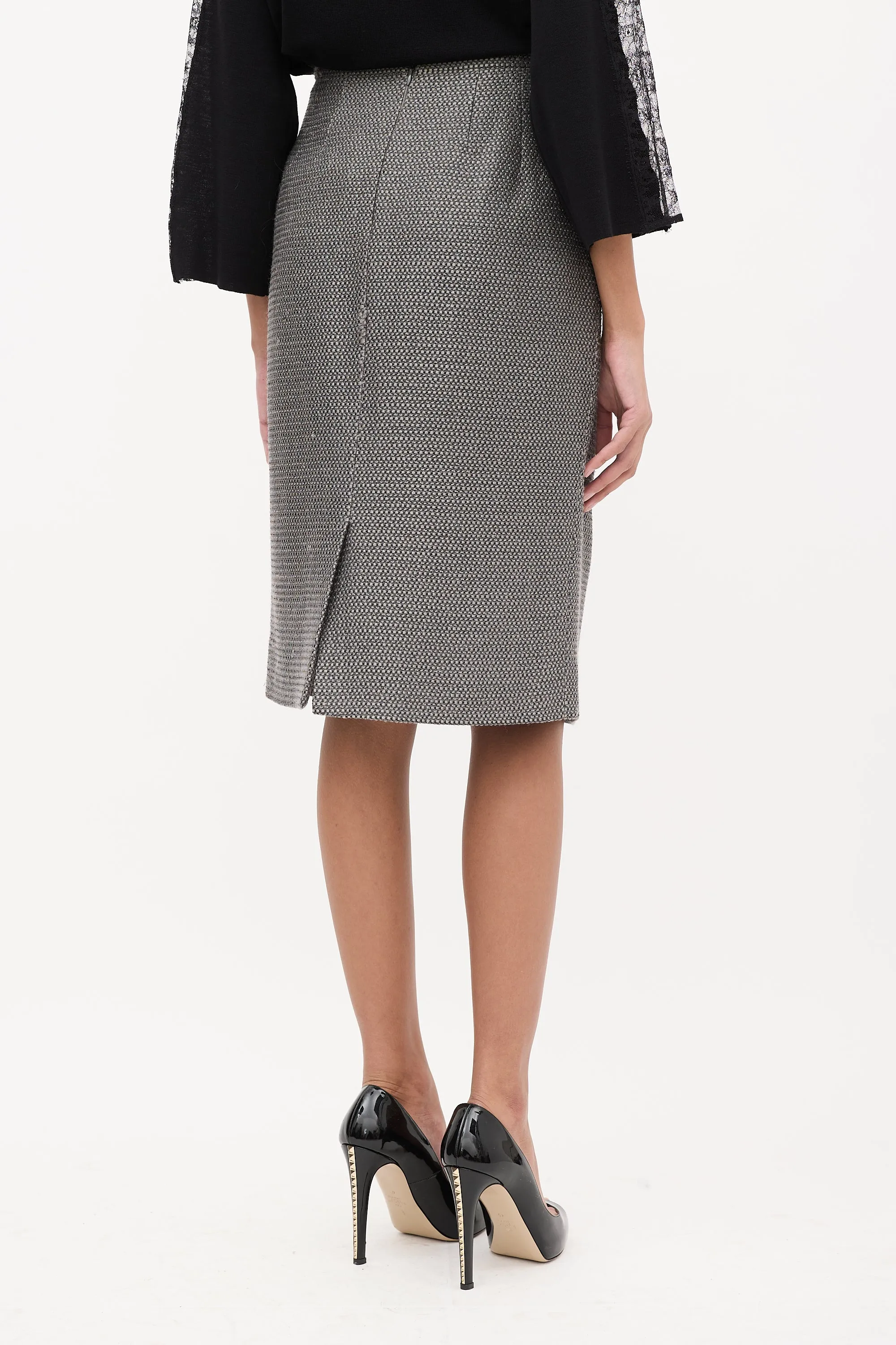 Grey Tweed Pencil Skirt