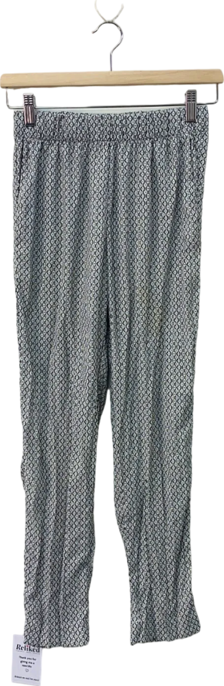 H&M Black and White Patterned Trousers UK 8