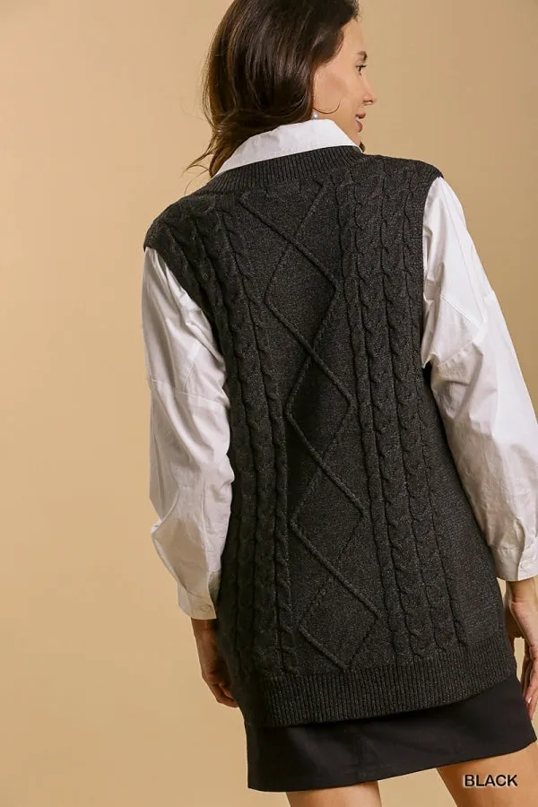 Here We Are Sweater Vest - Black