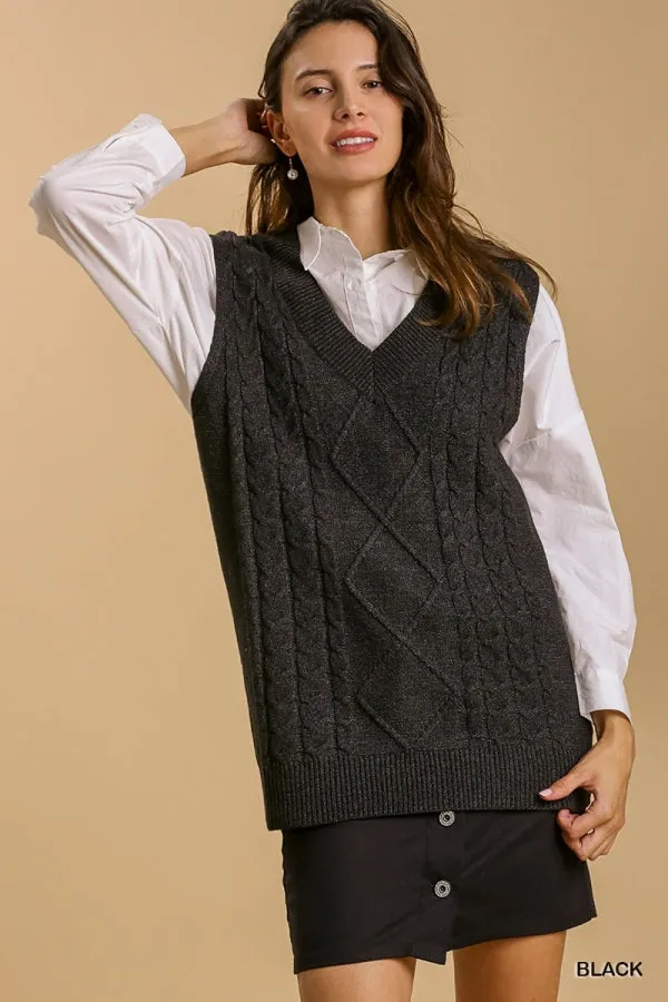 Here We Are Sweater Vest - Black