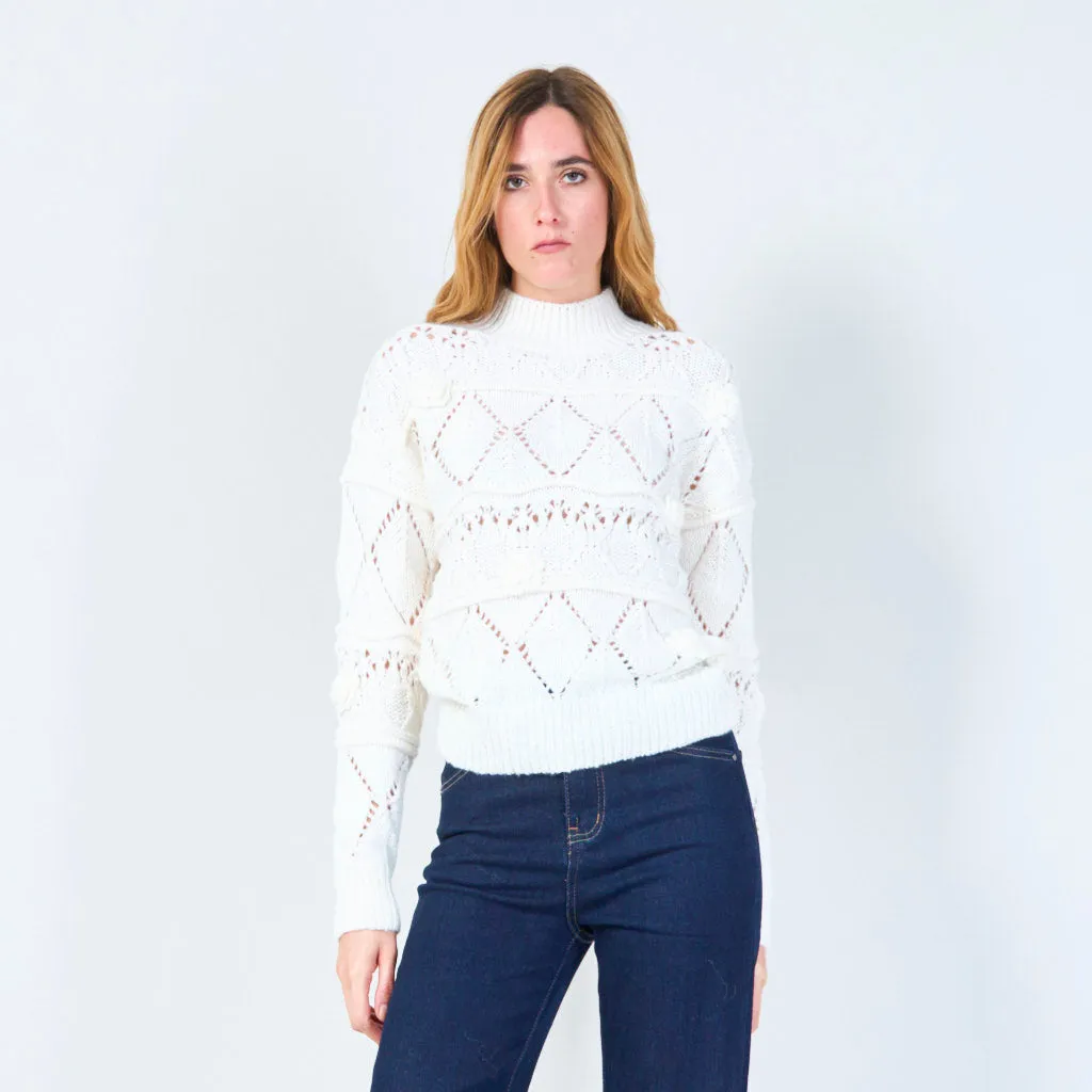 Intricate knit pullover with textured details wholesale