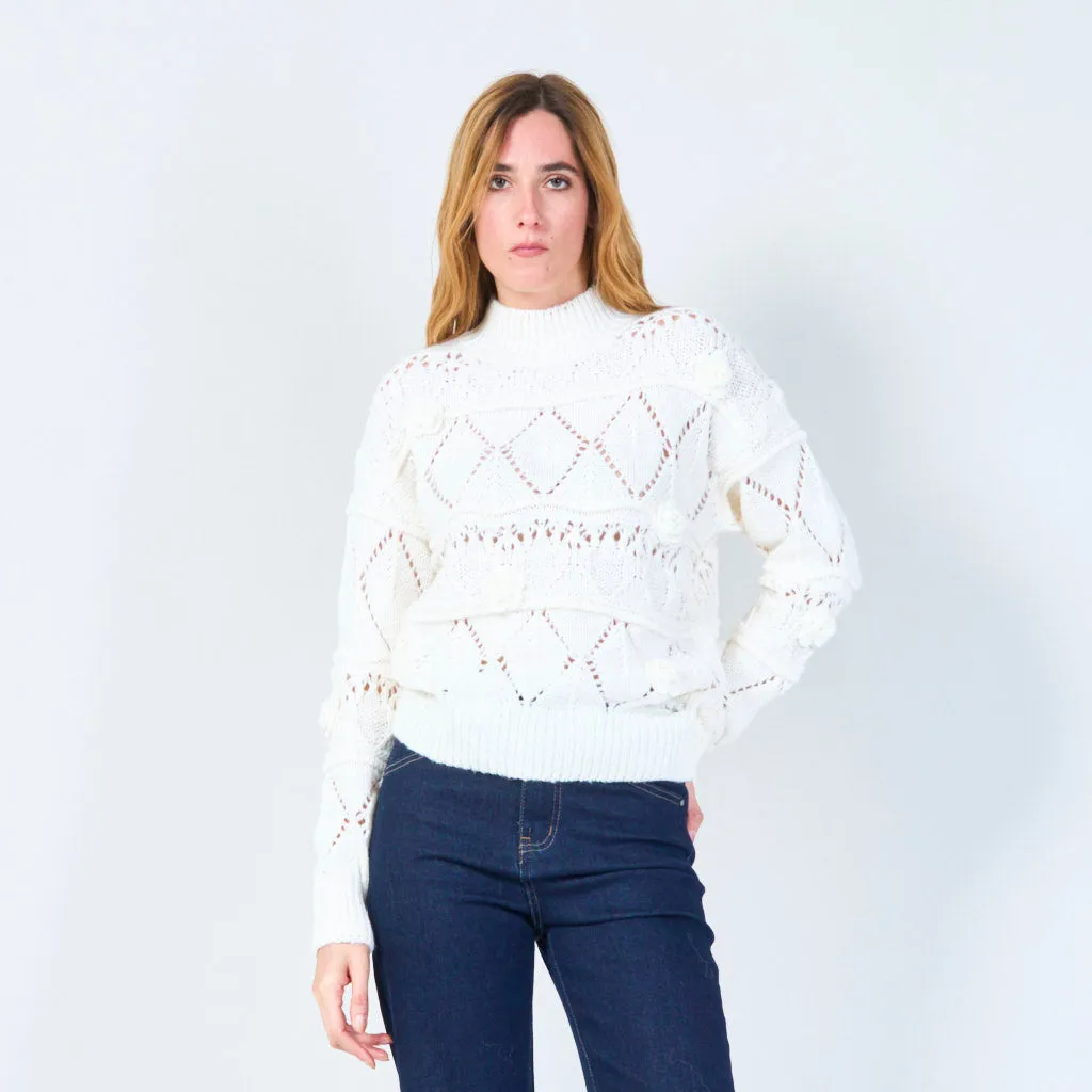 Intricate knit pullover with textured details wholesale