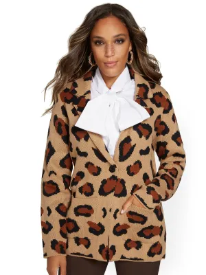 Leopard-Print Sweater Blazer