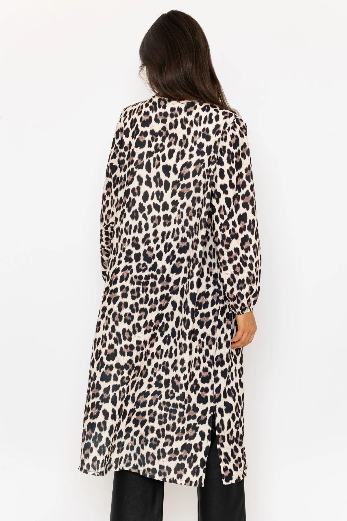 Long Leopard Print Cover Up Cardigan