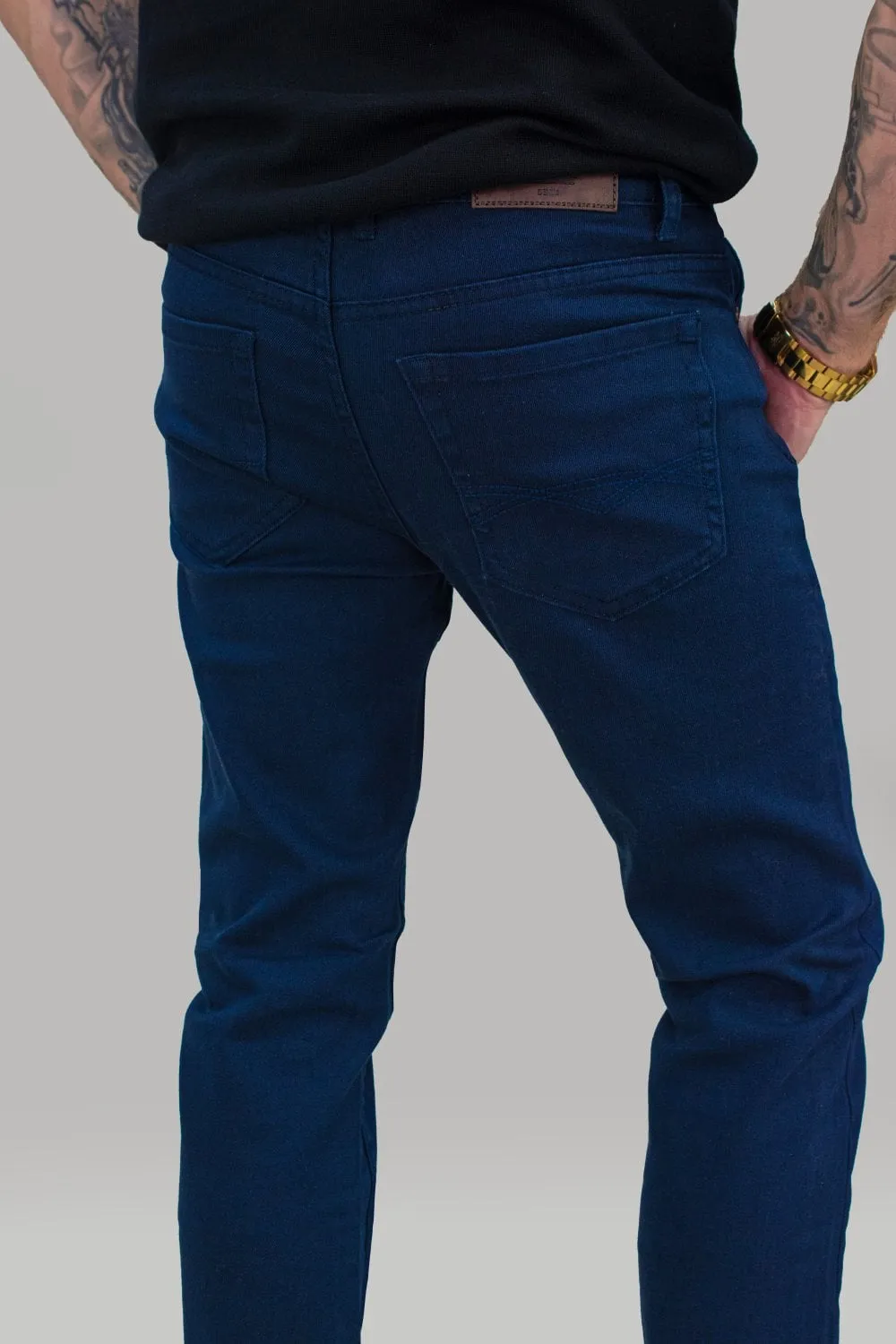 Milano Navy Short Stretch Denim Jeans