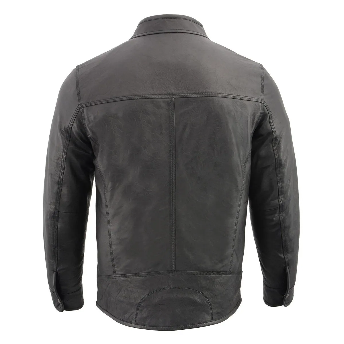 Milwaukee Leather SFM1866 Men's Classic Black Premium Leather Motorcycle Style Jacket with Zipper Front