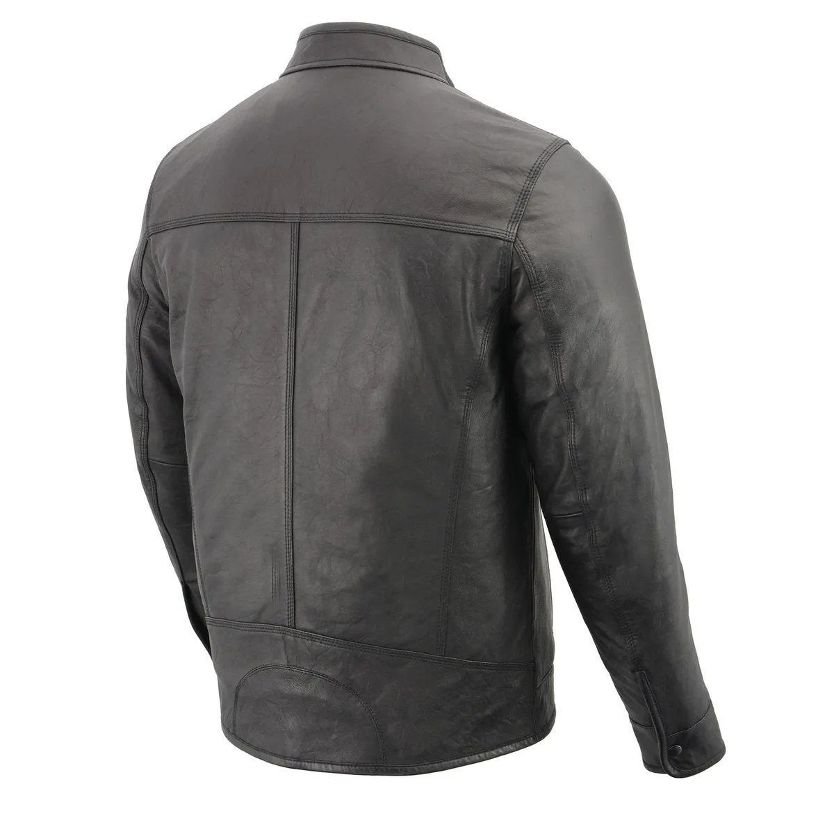 Milwaukee Leather SFM1866 Men's Classic Black Premium Leather Motorcycle Style Jacket with Zipper Front