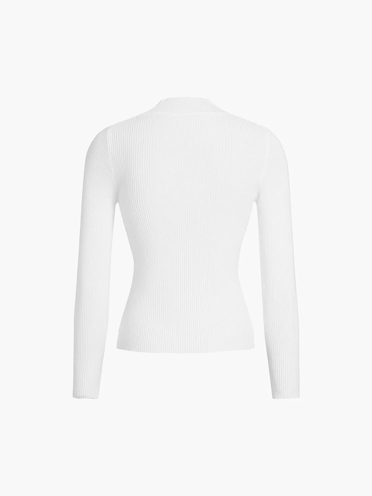 Mock Neck Rib Trendy Long Sleeve Knit Top