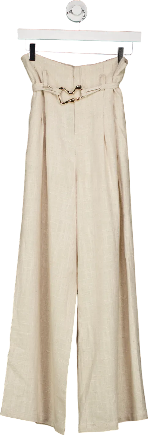 MOTF Beige Wide Leg Trousers UK M