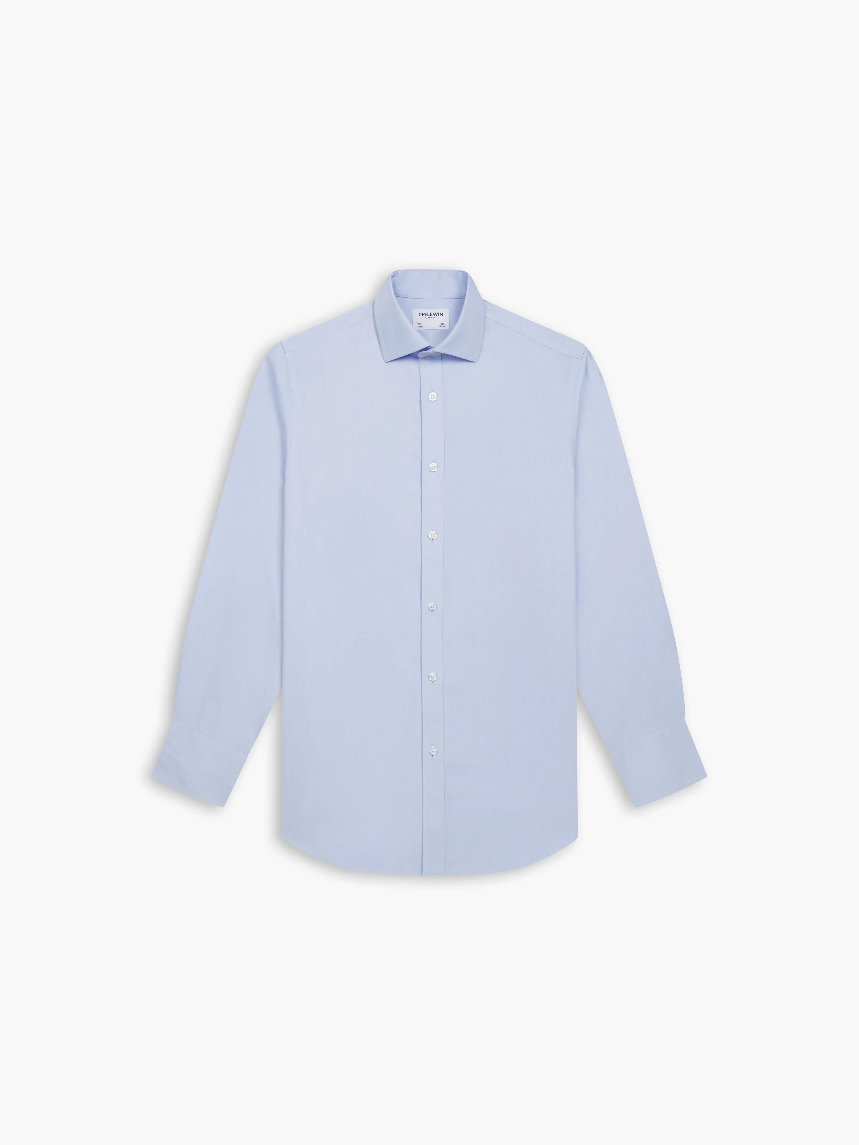 Non-Iron Light Blue Twill Fitted Single Cuff Semi Cutaway Collar Shirt