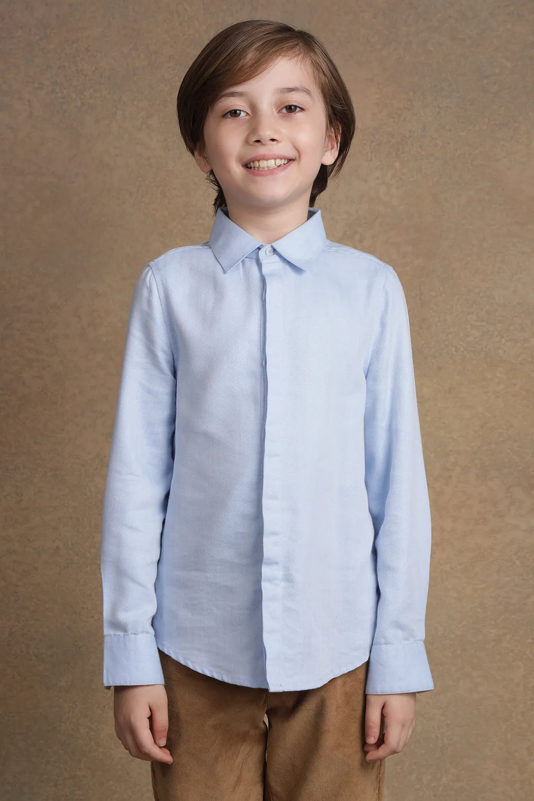 One Friday Kids Boys Lite Blue Full sleeves Shirt with Bow