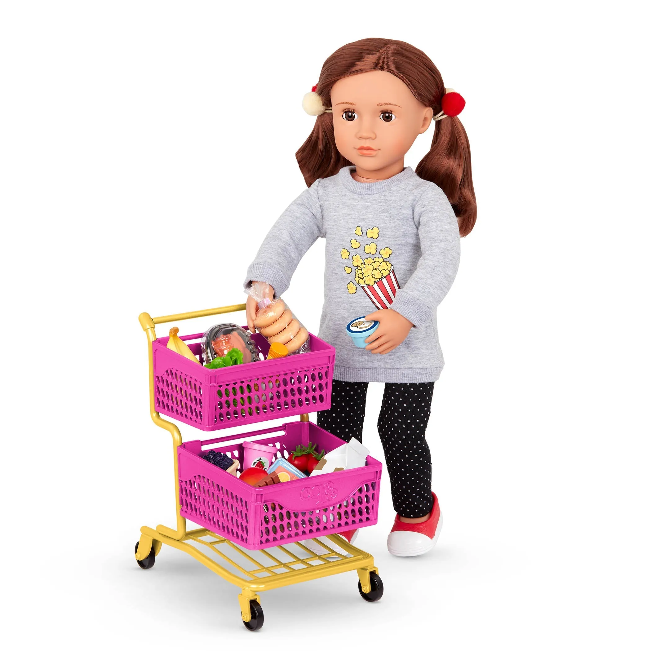 Our Generation Deluxe Accessory Set Grocery Day Shopping Cart With Groceries