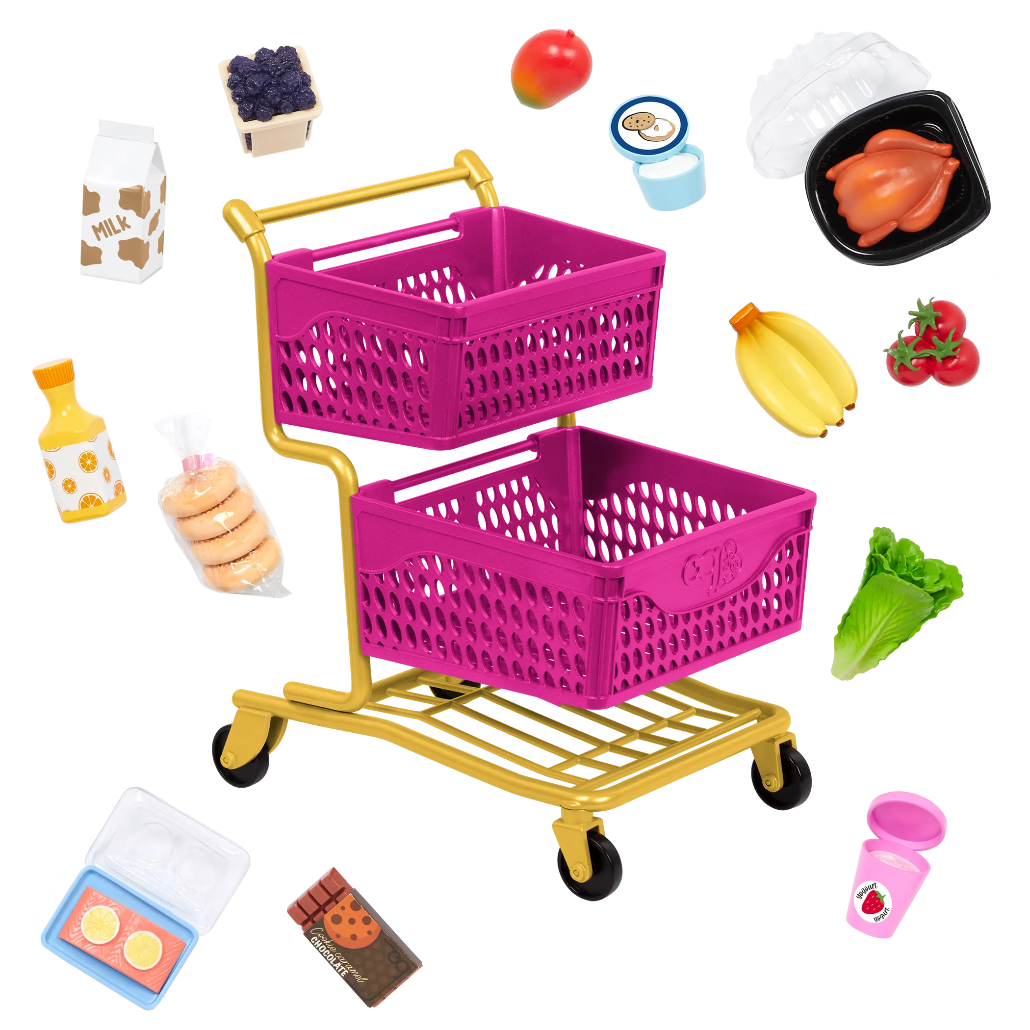 Our Generation Deluxe Accessory Set Grocery Day Shopping Cart With Groceries