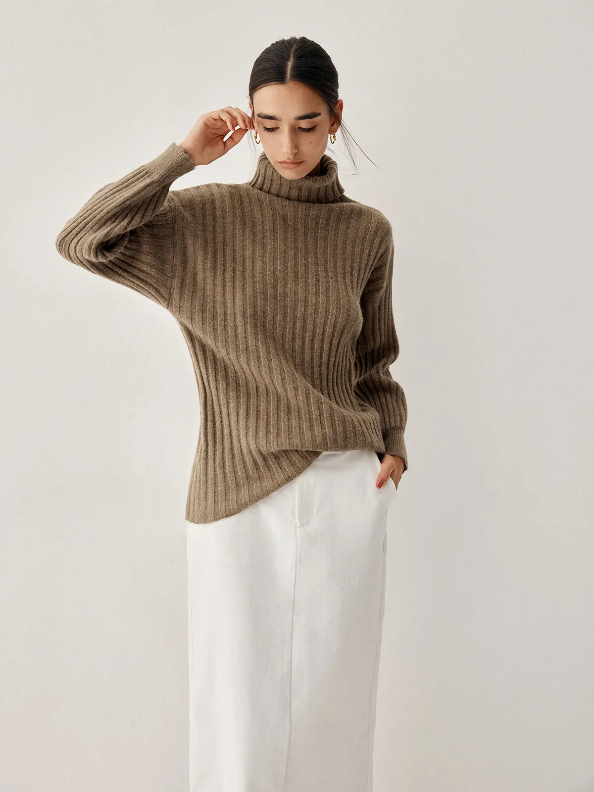 Oversized Turtleneck Long Trendy Sleeve Knit Top