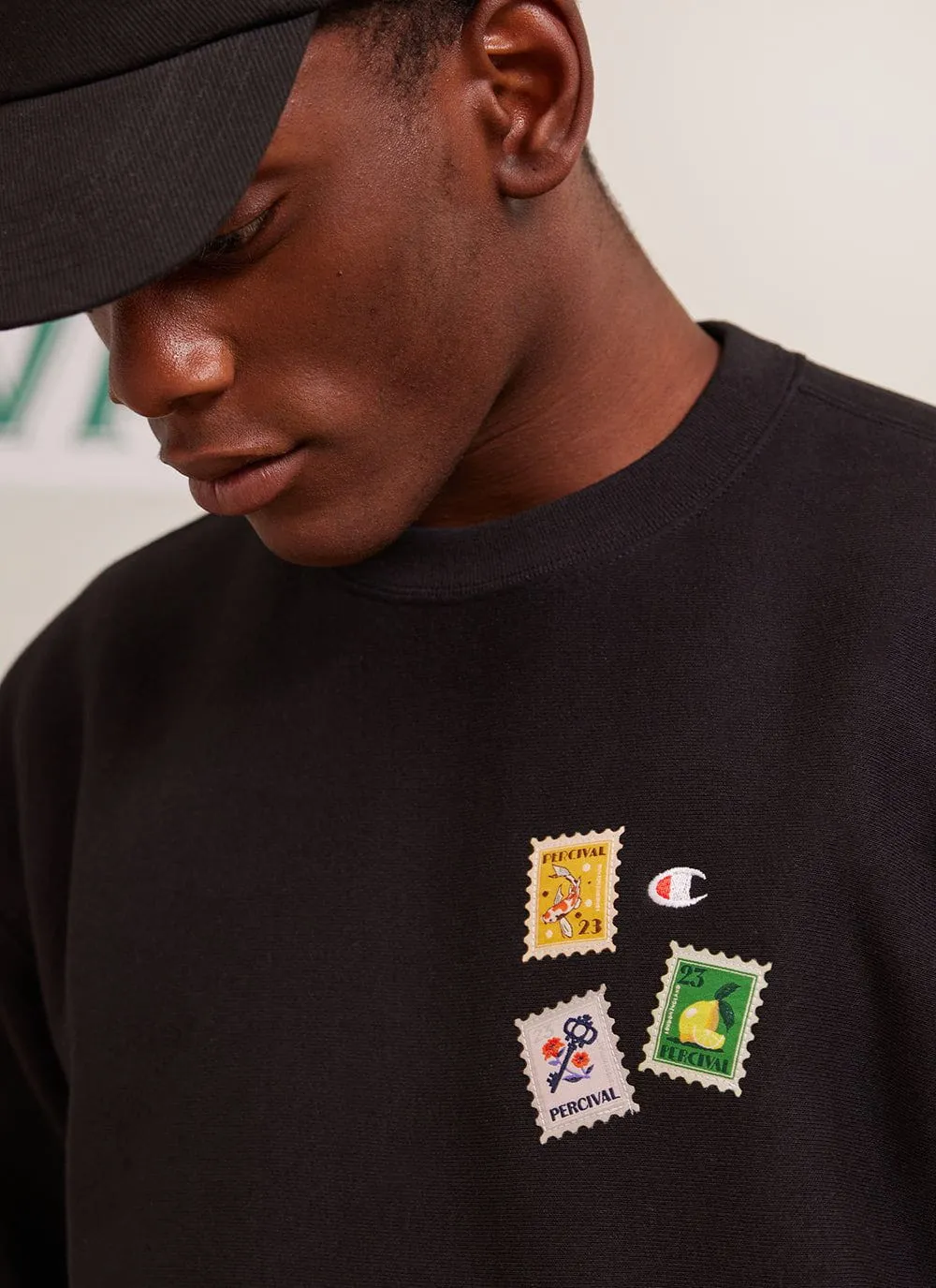 Perci-Post Stamps Sweatshirt | Champion and Percival | Black