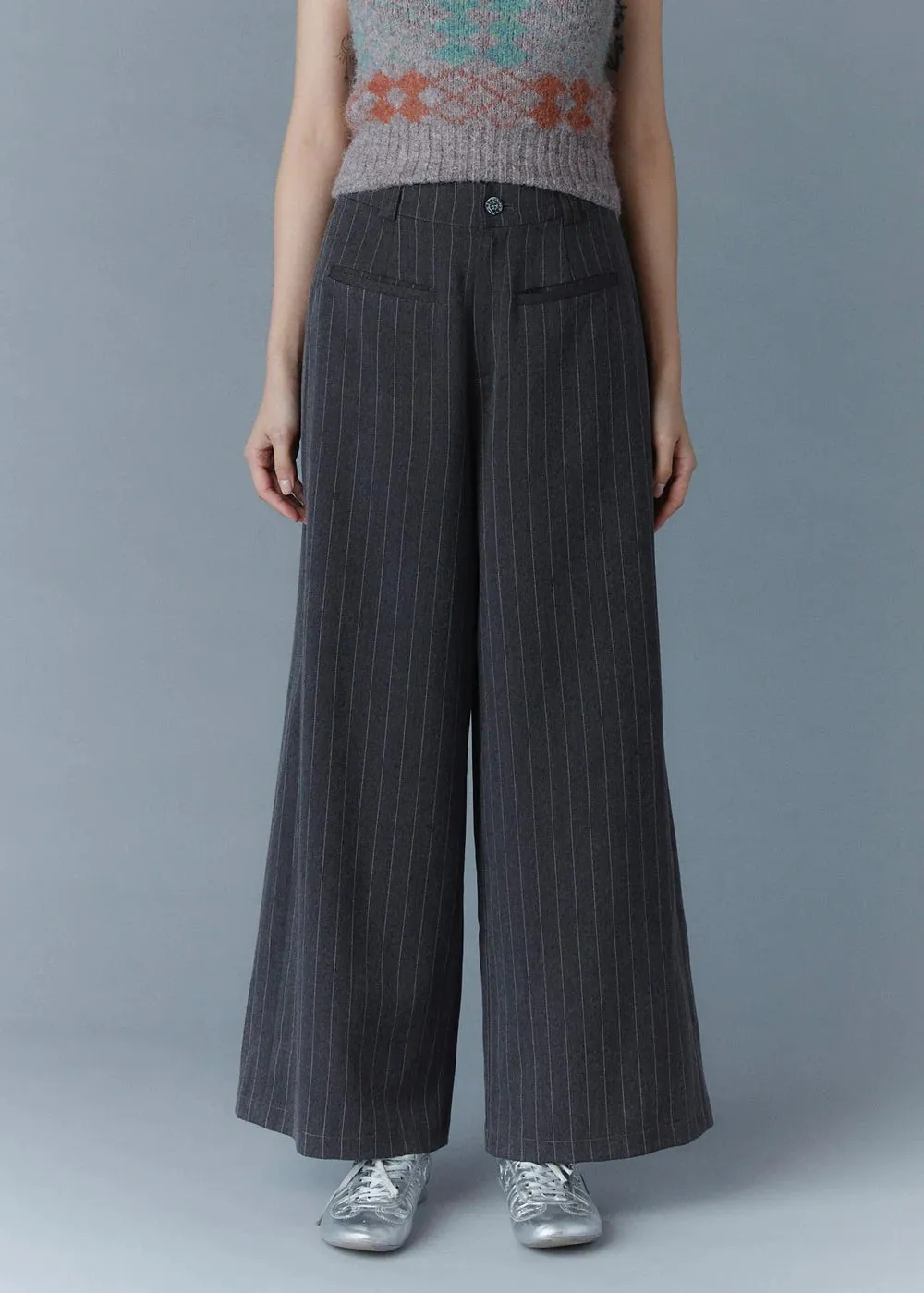 Pinstripe wide leg trousers