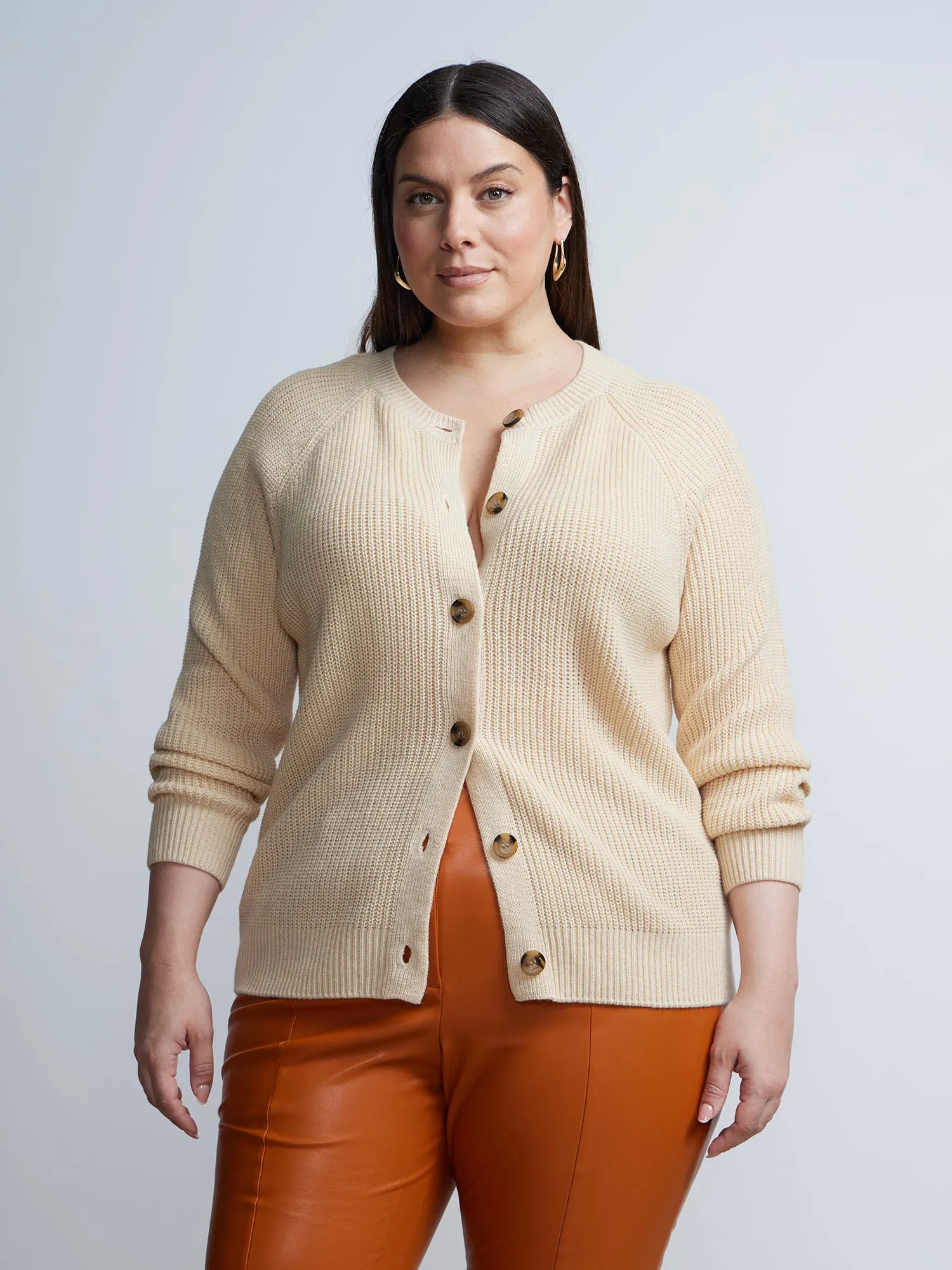 Plus Shaker Stitch Button Front Cardigan